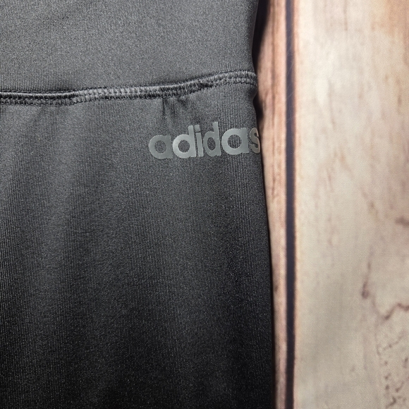 Adidas Climalite Black Leggings with Bold White Branding Womens Size Small - Picture 3 of 7
